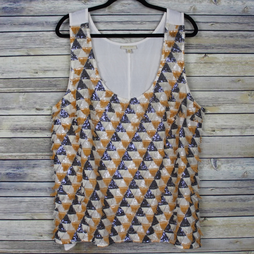 ModCloth Sequined Fringe Sleeveless Top Size 3X